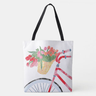 Red Bicycle with Tulips Tote Bag