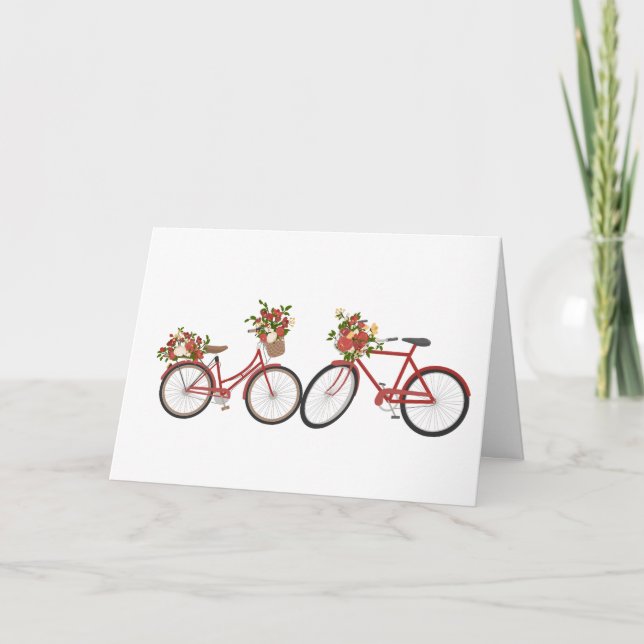 Red Bicycles, Cute Anniversary Day Card (Front)