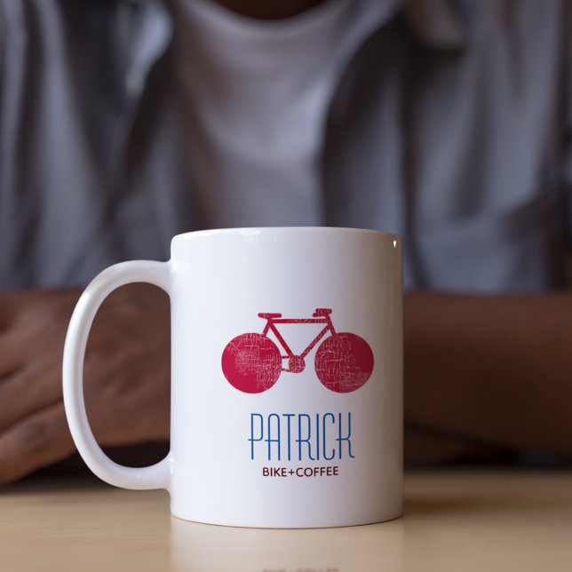Red Bicycles Personalised Mug With His Name (Creator Uploaded)