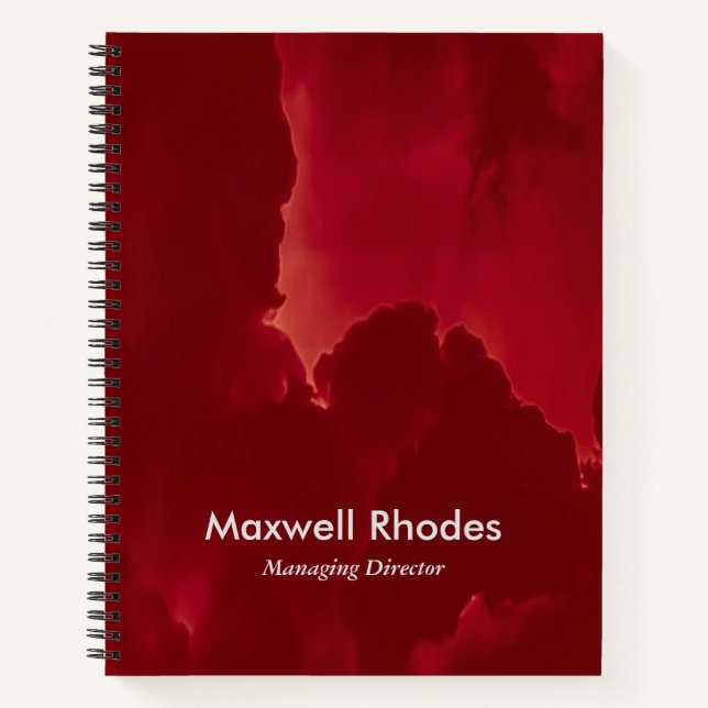 Red big clouds custom name notebook (Front)
