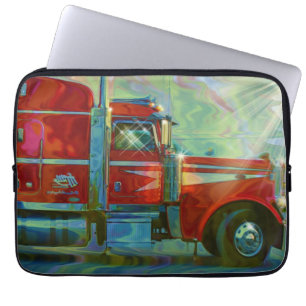 Red Big Rig Truck Driver's Art Laptop Sleeve