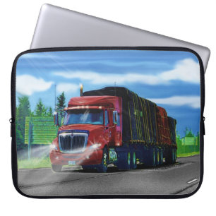 Red Big Rig Truck Driver's Art Laptop Sleeve