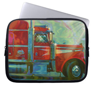 Red Big Rig Truck Driver's Art Laptop Sleeve