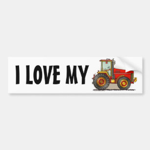 "Red Big Tractor, I LOVE MY…Bumper Stickers" Bumper Sticker