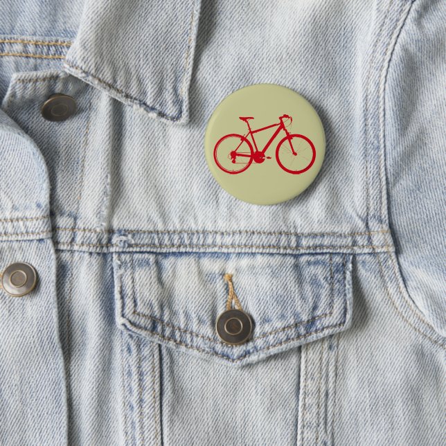 red bike, cycling 6 cm round badge (In Situ)