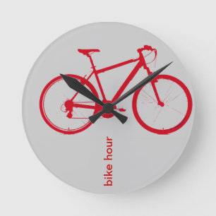 red bike, cycling round clock