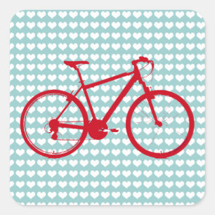 red bike, cycling square sticker