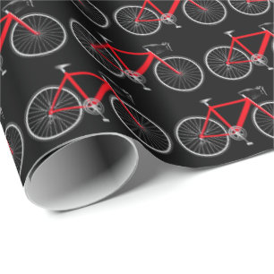 Red Bike On Black Wrapping Paper