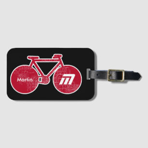 red bike personalised luggage tag