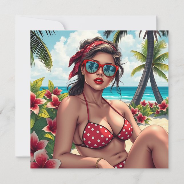 Red Bikini, Sunglasses and Bandanna Woman Blank (Front)