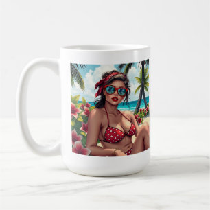 Red Bikini, Sunglasses and Bandanna Woman   Coffee Mug