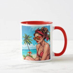 Red Bikini, Sunglasses and Bandanna Woman   Mug