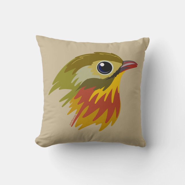 Red-Billed Leiothrix Bird—simplified  Cushion (Front)