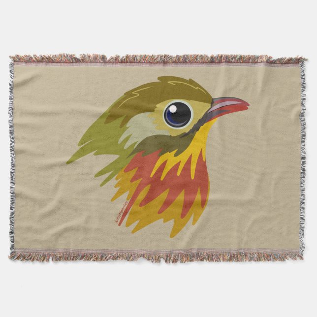 Red-Billed Leiothrix Bird—simplified  Throw Blanket (Front)