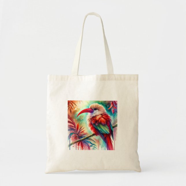 Red billed Scythebill 210724AREF125 - Watercolor Tote Bag (Front)