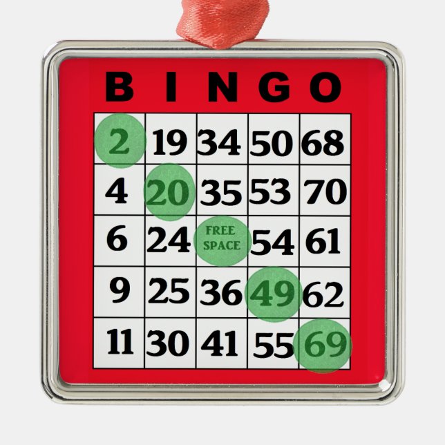 Red BINGO Card | BINGO Lover's Gift Christmas   Metal Tree Decoration (Front)