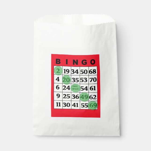 Red BINGO Card Party Favour Bag (Front)