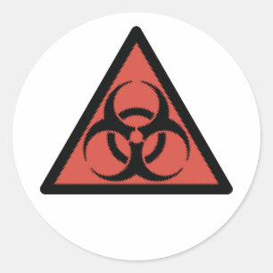 Red biohazard sign classic round sticker