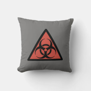 Red biohazard sign cushion