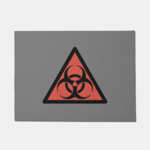 Red biohazard sign doormat