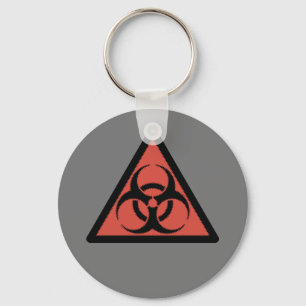 Red biohazard sign key ring