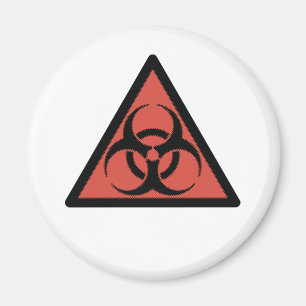 Red biohazard sign magnet