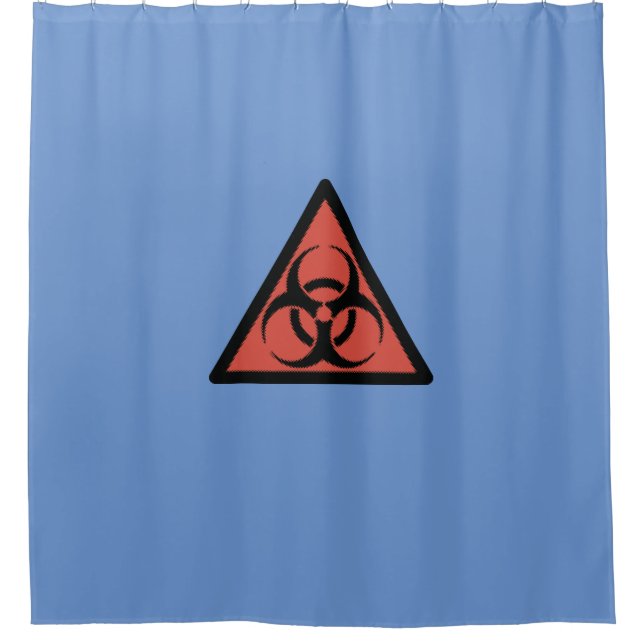 Red biohazard sign shower curtain (Front)