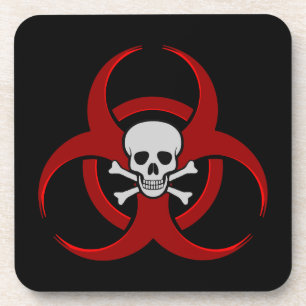 Red Biohazard Skull Coaster