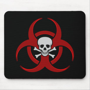 Red Biohazard Skull Mousepad