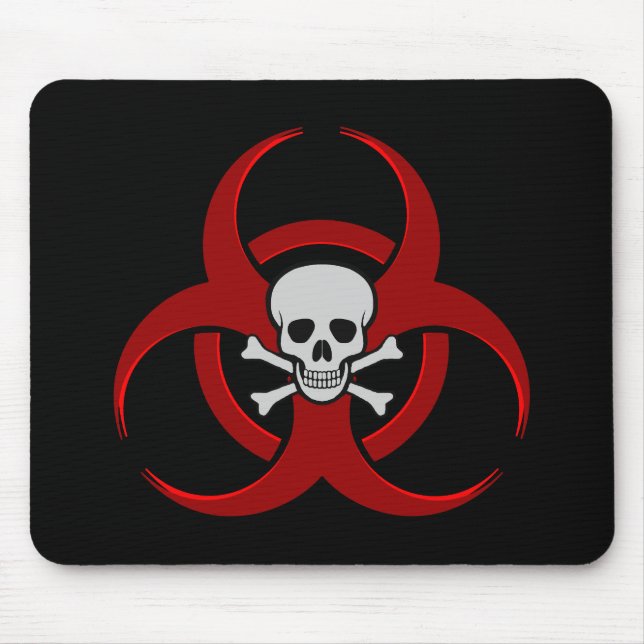 Red Biohazard Skull Mousepad (Front)