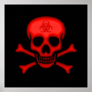 Red Biohazard Skull Poster