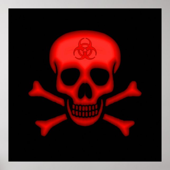 Red Biohazard Skull Poster (Front)