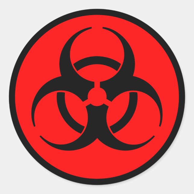 Red Biohazard Symbol Classic Round Sticker (Front)