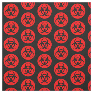 Red Biohazard Symbol Fabric
