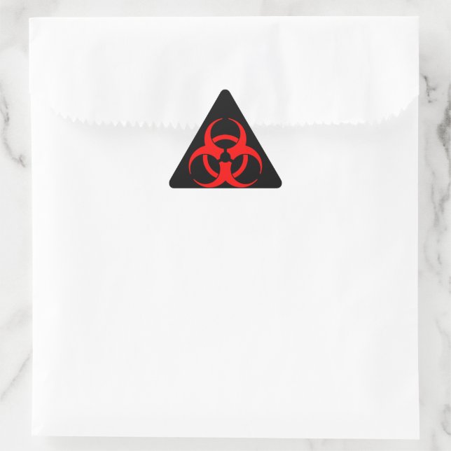 Red Biohazard Symbol Triangle Sticker (Bag)