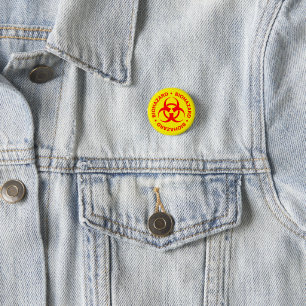 Red Biohazard Warning 3 Cm Round Badge