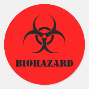 Red BIOHAZARD Warning Label Halloween Props