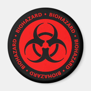 Red Biohazard Warning Magnet