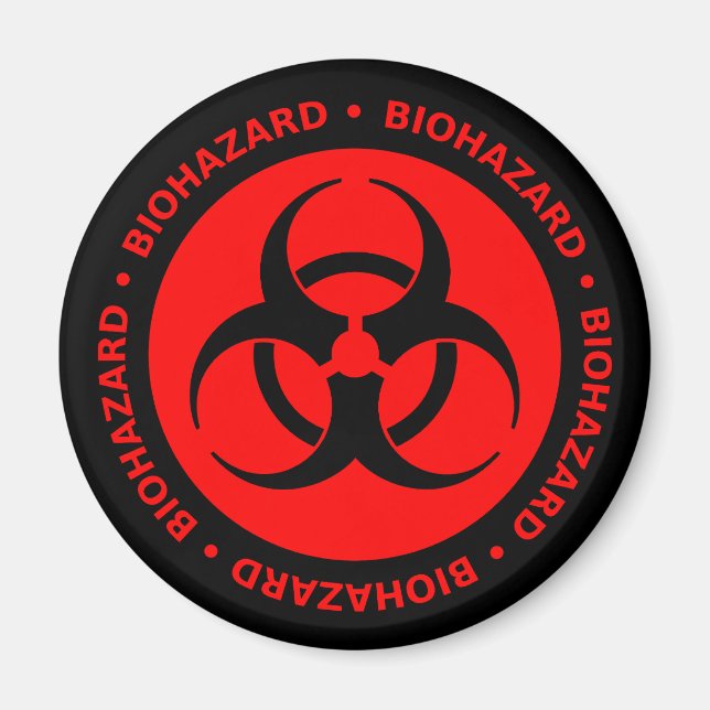 Red Biohazard Warning Magnet (Front)