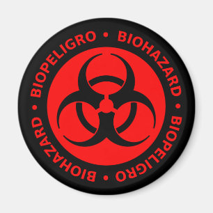 Red Biohazard Warning Magnet