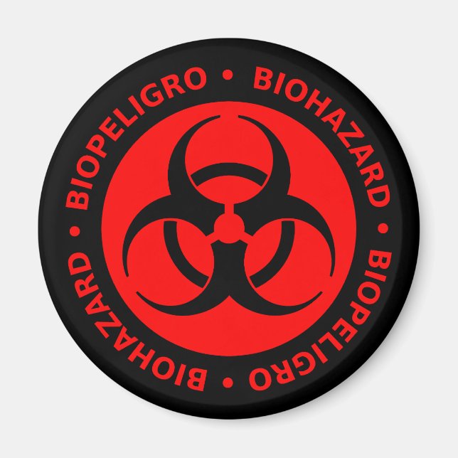 Red Biohazard Warning Magnet (Front)
