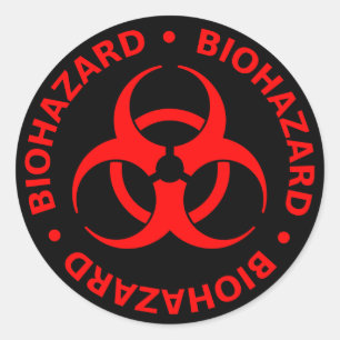 Red Biohazard Warning Sticker