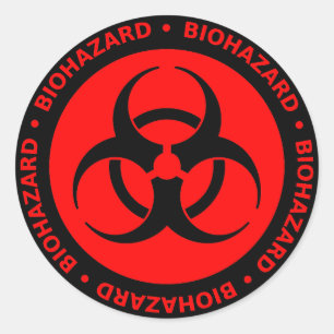 Red Biohazard Warning Sticker