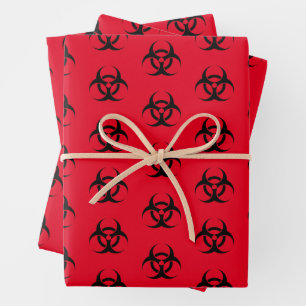 Red Biohazard Wrapping Paper Sheet