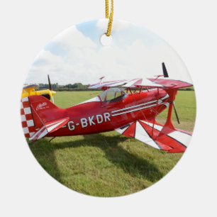 Red Biplane Ceramic Tree Decoration