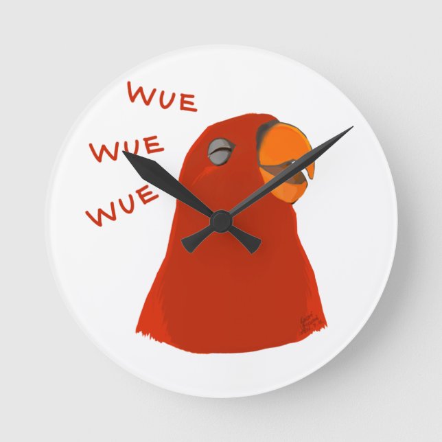 Red birb "GUMI" wuewuewue..... Round Clock (Front)