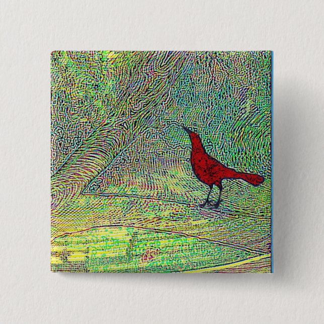 Red Bird 15 Cm Square Badge (Front)