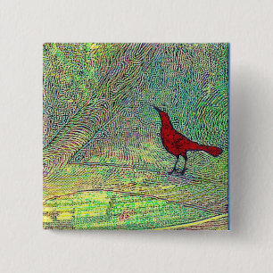 Red Bird 15 Cm Square Badge
