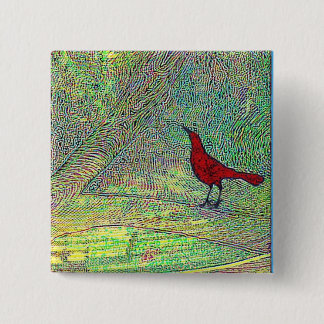Red Bird 15 Cm Square Badge