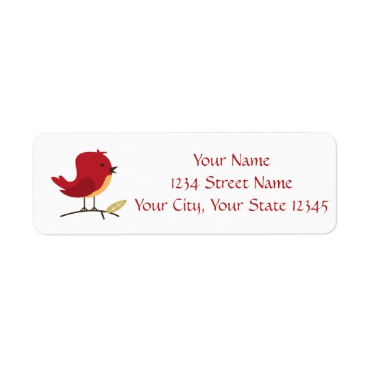 Red Bird Address Label